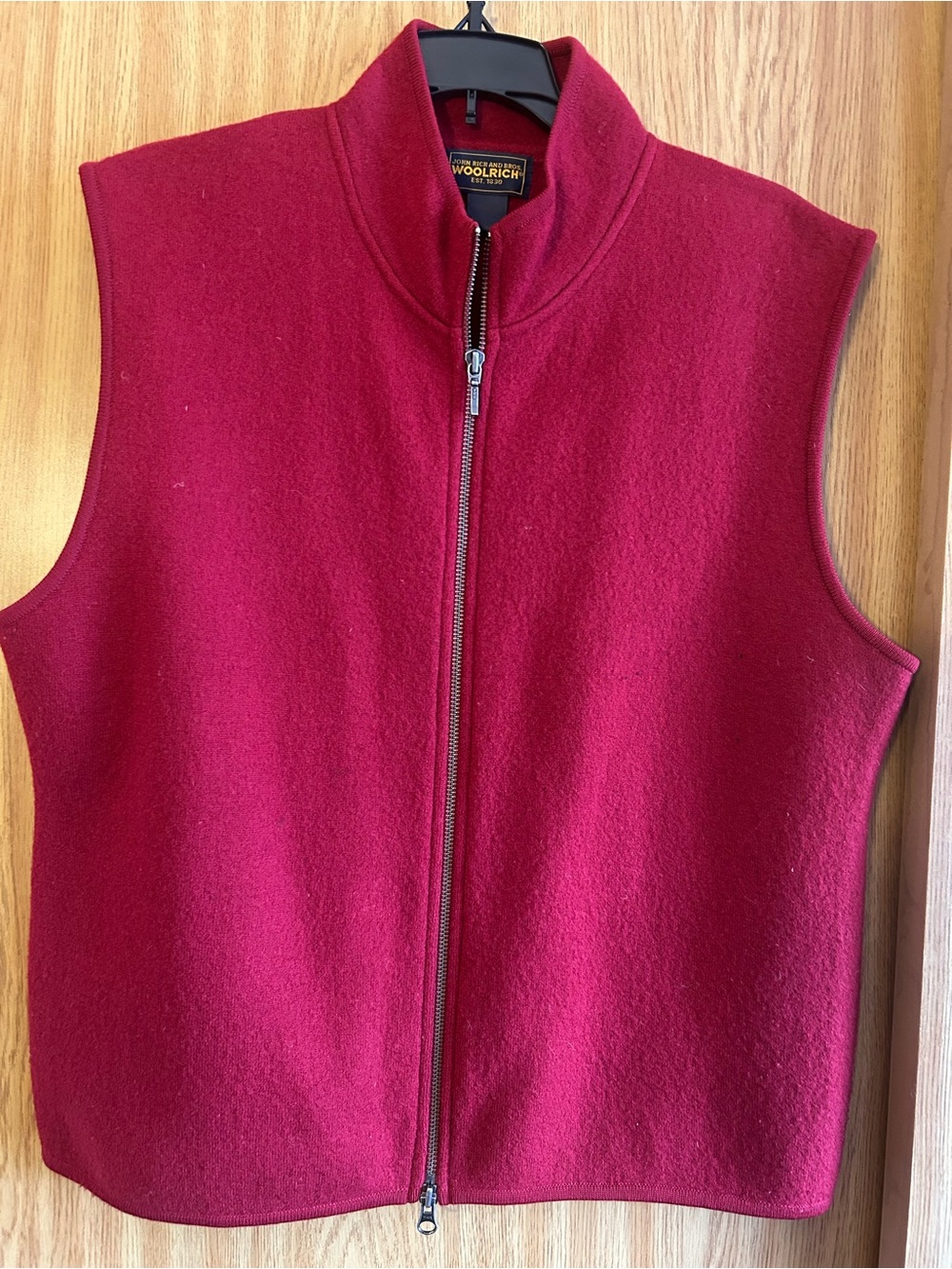 Woolrich Women's Zip-Front Wool Vest in Berry Red